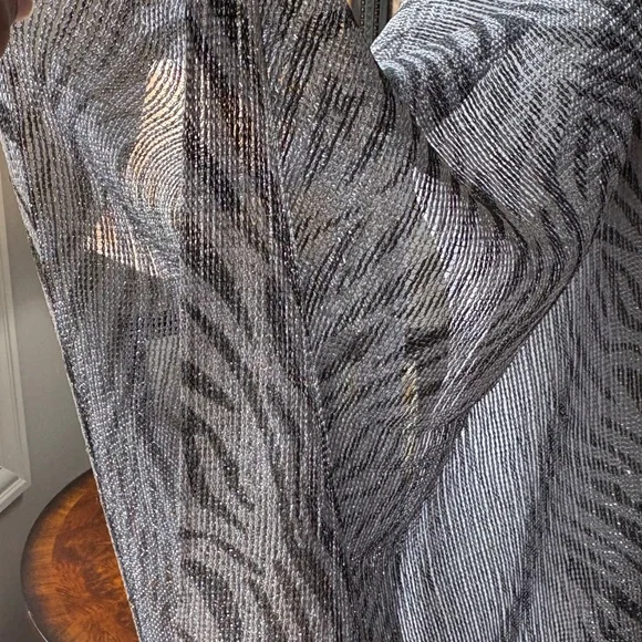Zebra Print Metallic Mesh Shimmery Shawl with Fringe - Picture 4 of 6